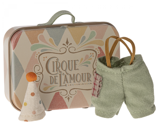 Little Brother Mouse Clown Clothes In A Suitcase