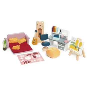 Dolls House Wooden Study Furniture Set