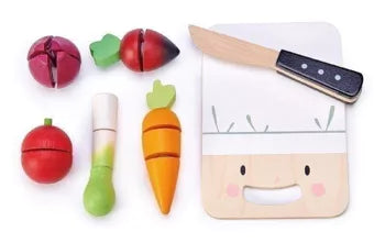 Mini Chef Wooden Chopping Board and Vegetable Set