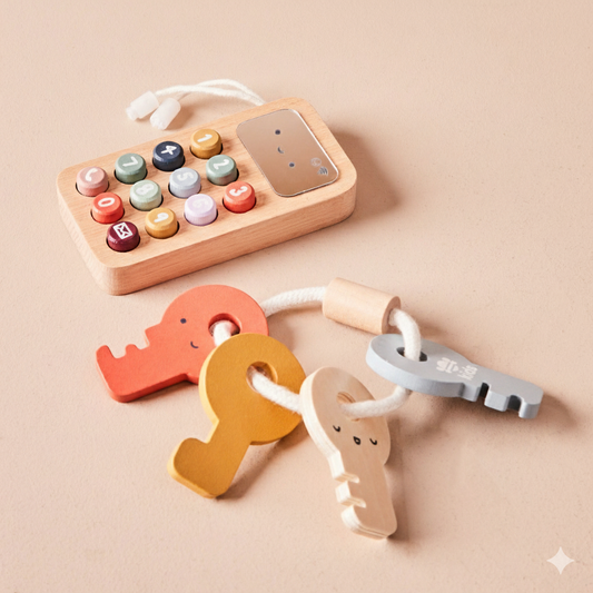 Wooden Phone & Keys Toy Set