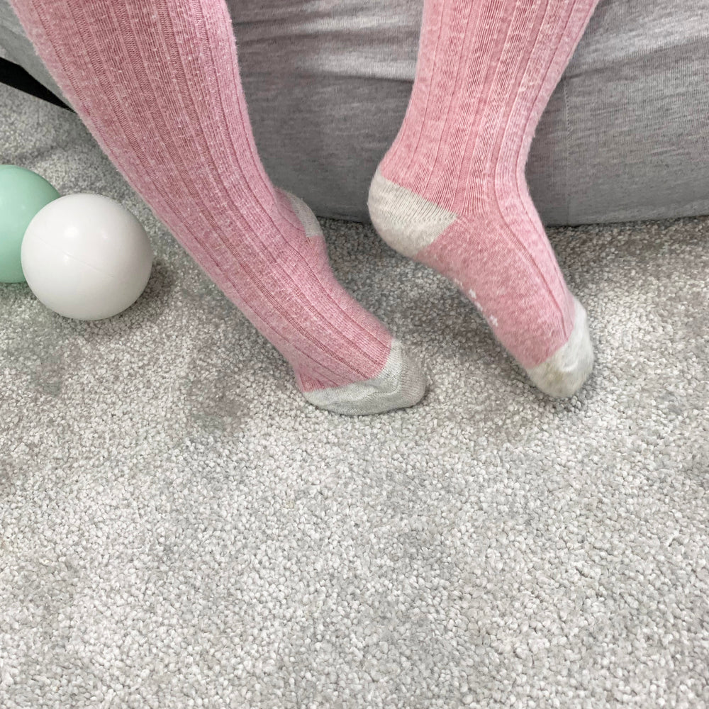 Non-Slip Ribbed Tights - Dusty Pink