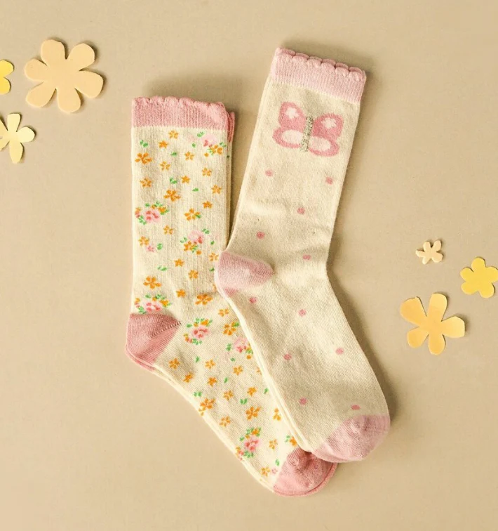 Tiny Blossom Butterfly 2 Pack Socks