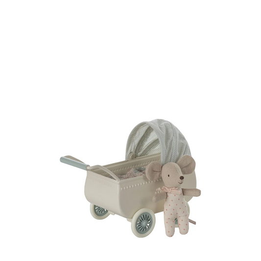 Mint Pram with Baby Mouse