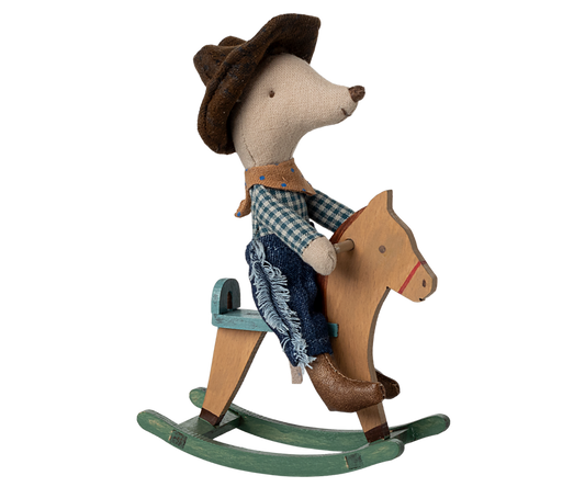 Maileg mouse, cowboy and rocking horse