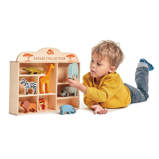Wooden Safari Animal Set & Shelf