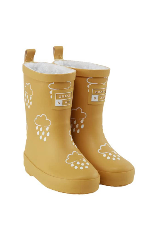 Ochre Colour-Changing Winter Wellies with Teddy Fleece Lining