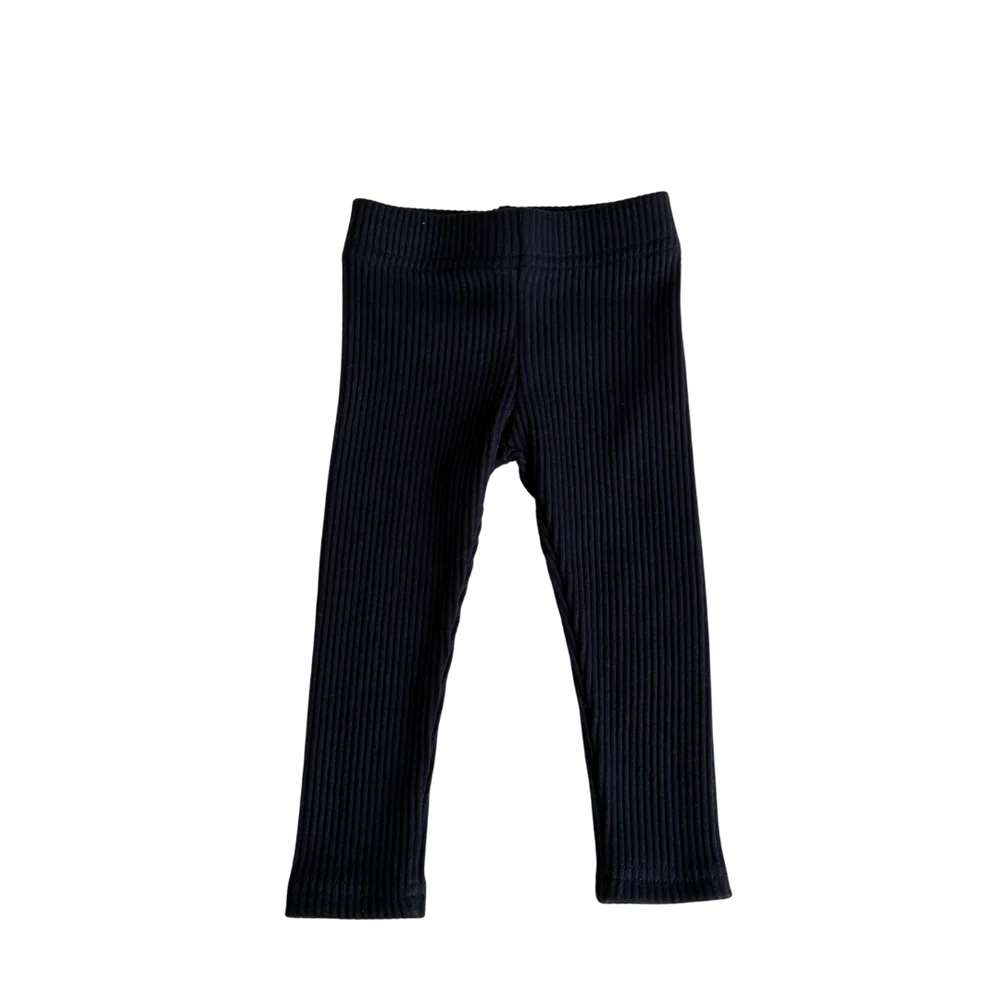 Navy Ribbed Leggings - Bizzybods