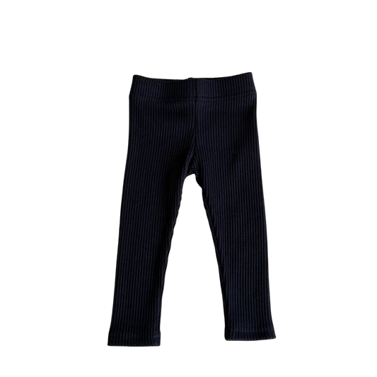 Navy Ribbed Leggings - Bizzybods