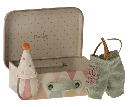Little Brother Mouse Clown Clothes In A Suitcase
