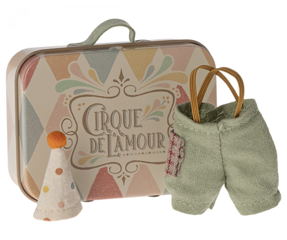 Little Brother Mouse Clown Clothes In A Suitcase