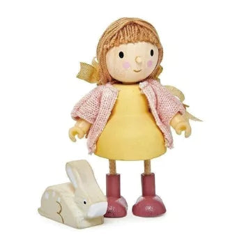Amy and Her Rabbit Wooden Doll Character