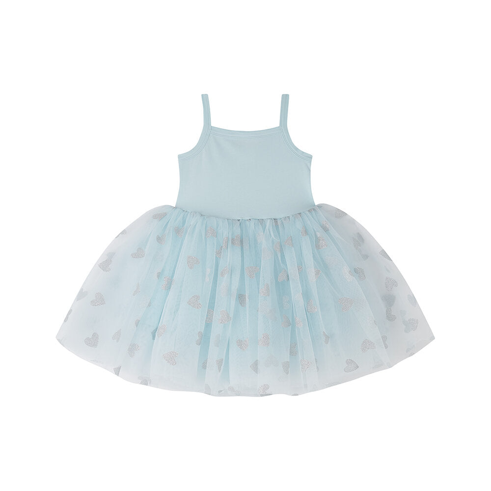 Sky Blue & Silver Heart Tulle Dress