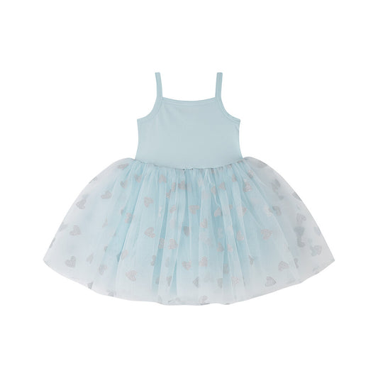 Sky Blue & Silver Heart Tulle Dress