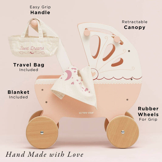 Retro Wooden Doll Pram