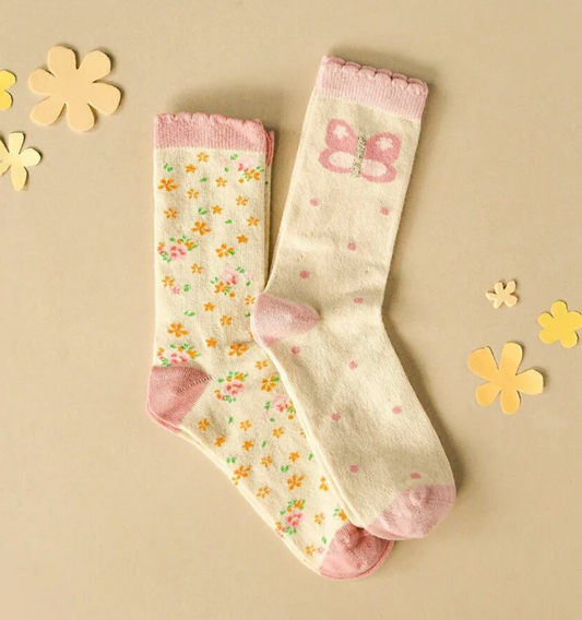 Tiny Blossom Butterfly 2 Pack Socks
