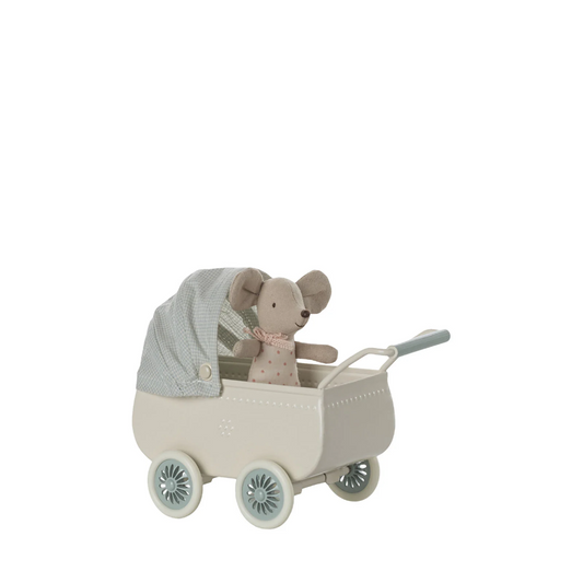 Mint Pram with Baby Mouse