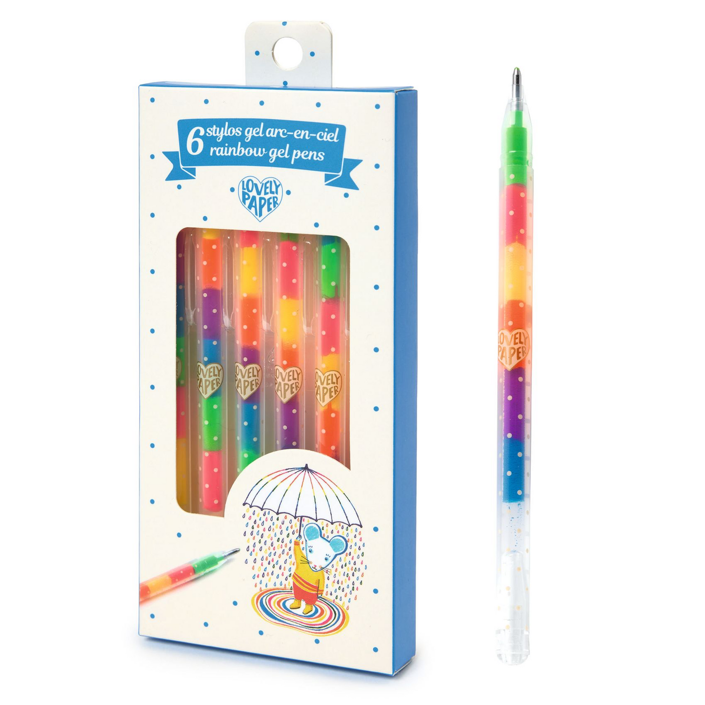 Set of 6 Rainbow Gel Pens