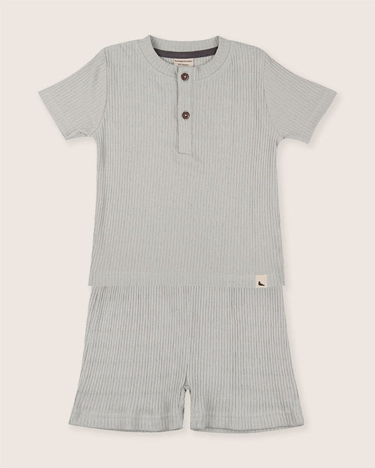 Textured T-shirt & Shorts Set