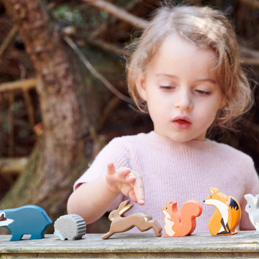 Wooden Woodland Animal Set & Shelf