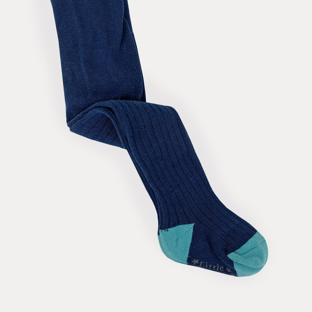 Non-Slip Ribbed Tights - Navy