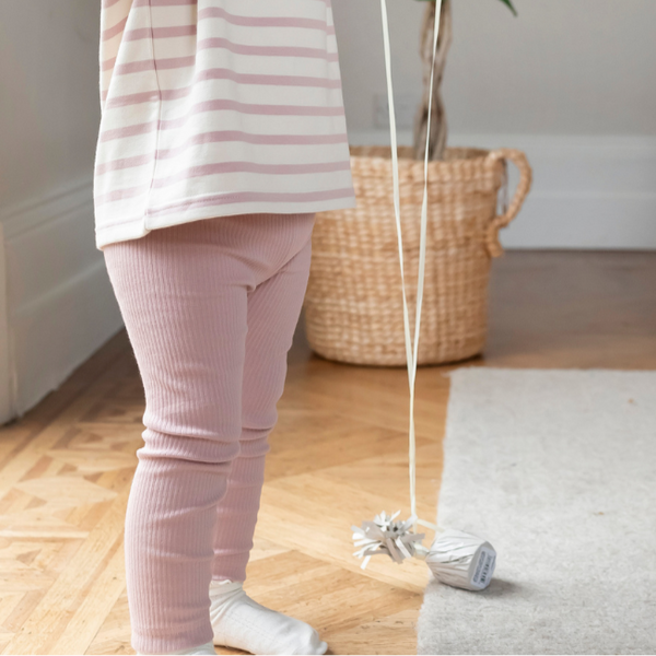 Dusty Pink Ribbed Leggings