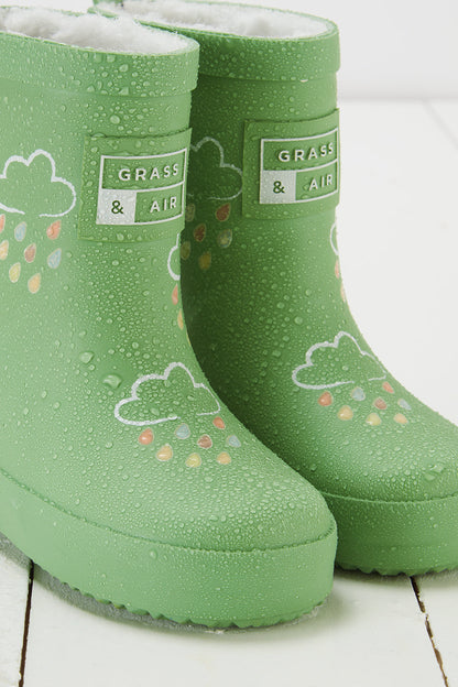 Glacial Green Colour-Changing Winter Wellies with Teddy Fleece Lining