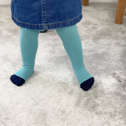 Non-Slip Ribbed Tights -Aqua