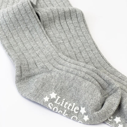 Non-Slip Ribbed Tights - Silver Sparkle