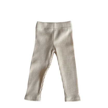 Cream Ribbed Leggings - Bizzybods